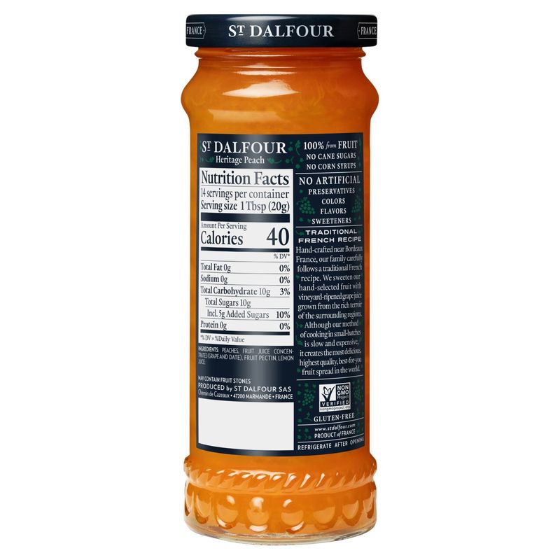 St Dalfour Heritage Peach Fruit Spread, 10 oz