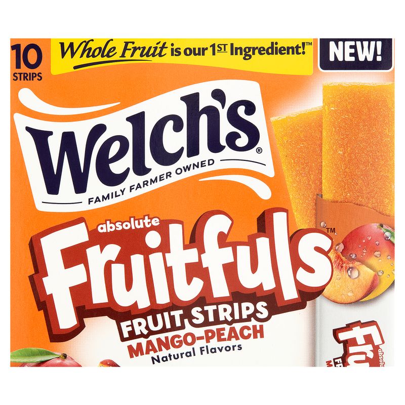 Welch's Mango-Peach Absolute Fruitfuls Fruit Strips, 0.5 oz, 10 count