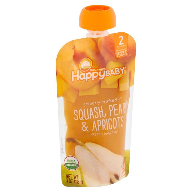 Happy Baby Organics Squash, Pears &amp; Apricots Organic Baby Food, Stage 2, 6+ months, 4 oz