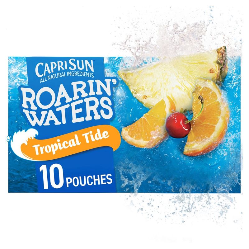 Capri Sun Roarin' Waters Tropical Tide Flavored Water Beverage, 6 fl oz,10 count