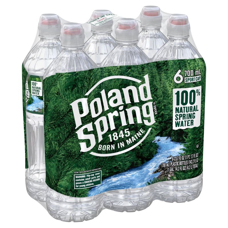 Poland Spring 100% Natural Spring Water, 23.7 fl oz, 6 count