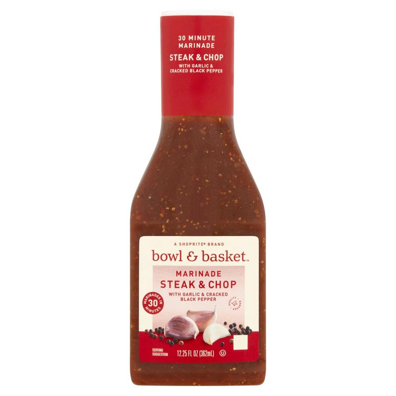 Bowl &amp; Basket Marinade Steak &amp; Chop with Garlic and Cracked Black Pepper, 12.25 fl oz
