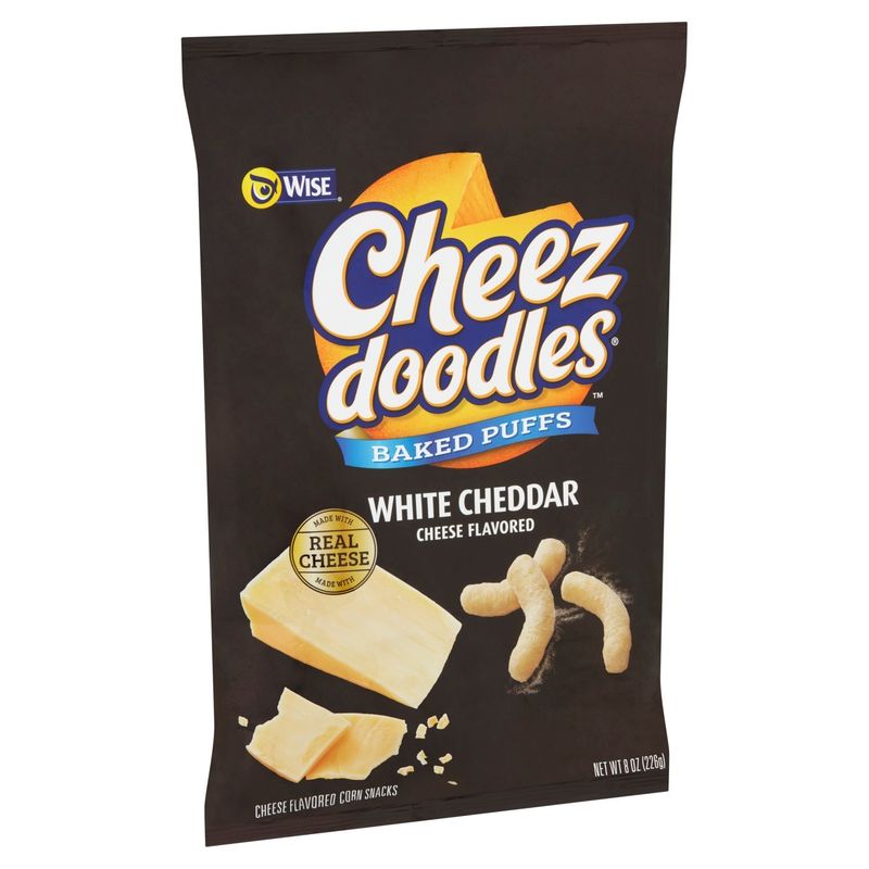 Wise Cheez Doodles Baked Puffs White Cheddar Cheese Flavored Corn Snacks, 8 oz