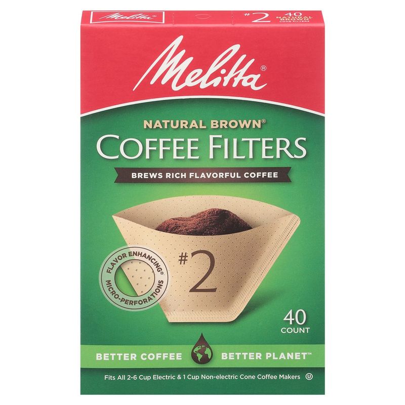 Melitta Natural Brown #2 Coffee Filters, 40 count