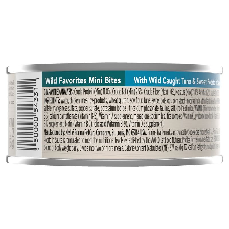Purina Friskies Wild Favorites Mini Bites with Wild Caught Tuna &amp; Sweet Potato Cat Food, 5.5 oz