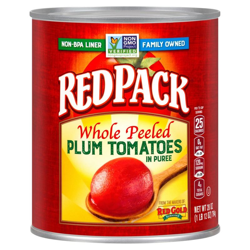 Red Gold RedPack Whole Peeled Plum Tomatoes in Puree, 28 oz