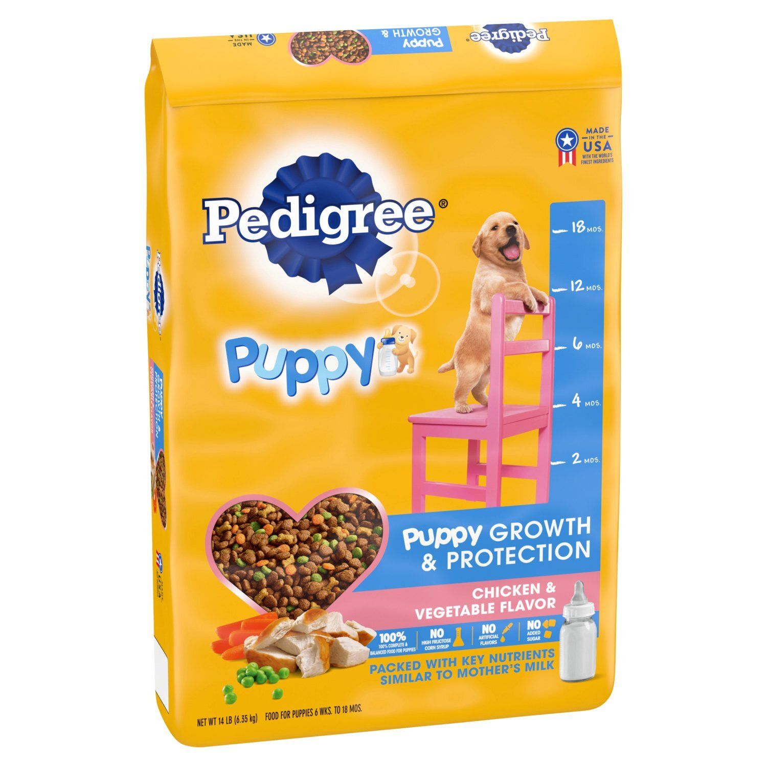 Pedigree Puppy Growth &amp; Protection Chicken &amp; Vegetable Flavor Food for Puppies, 14 lb