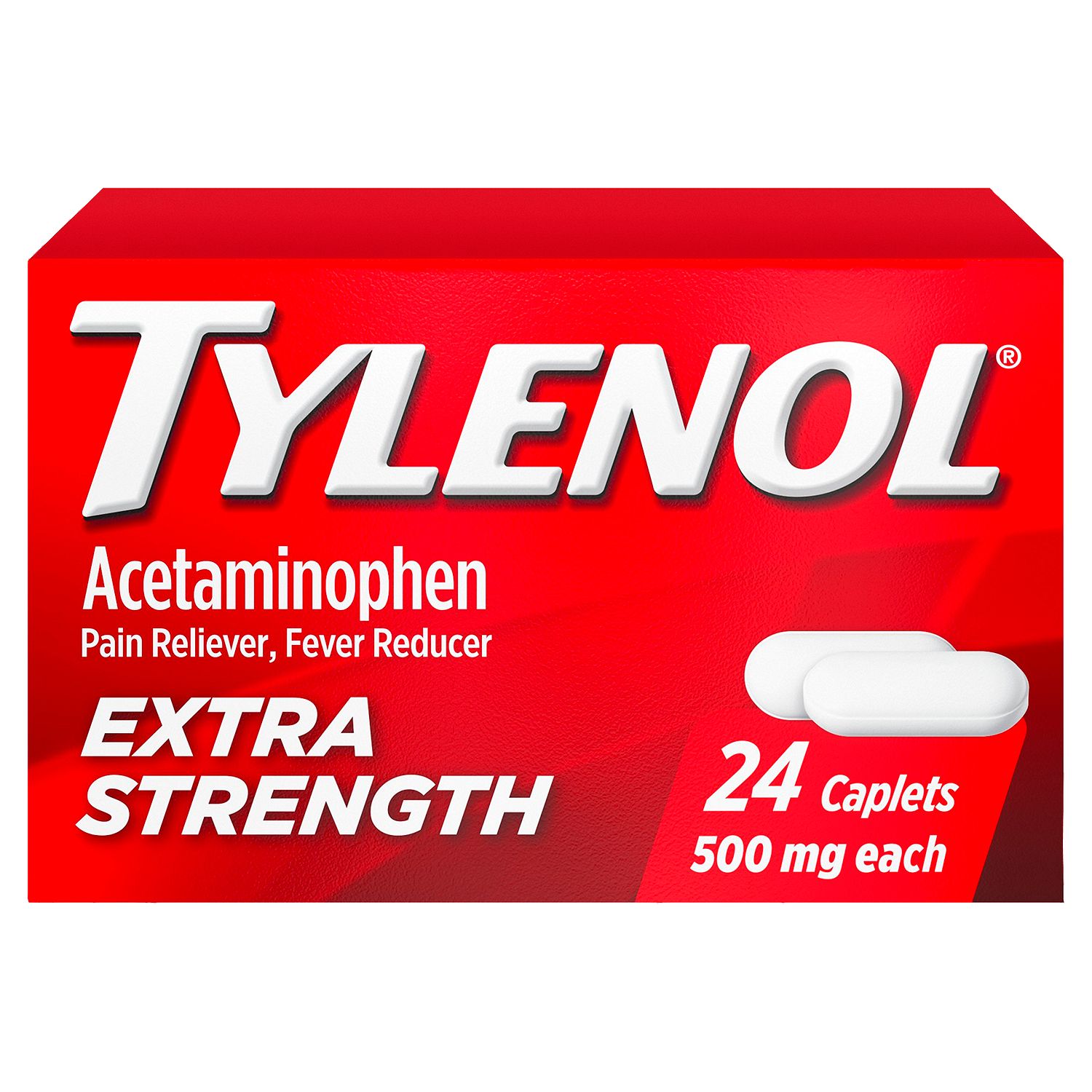 Tylenol Extra Strength Acetaminophen Pain Reliever Fever Reducer for Adults, 500 mg, 24 count