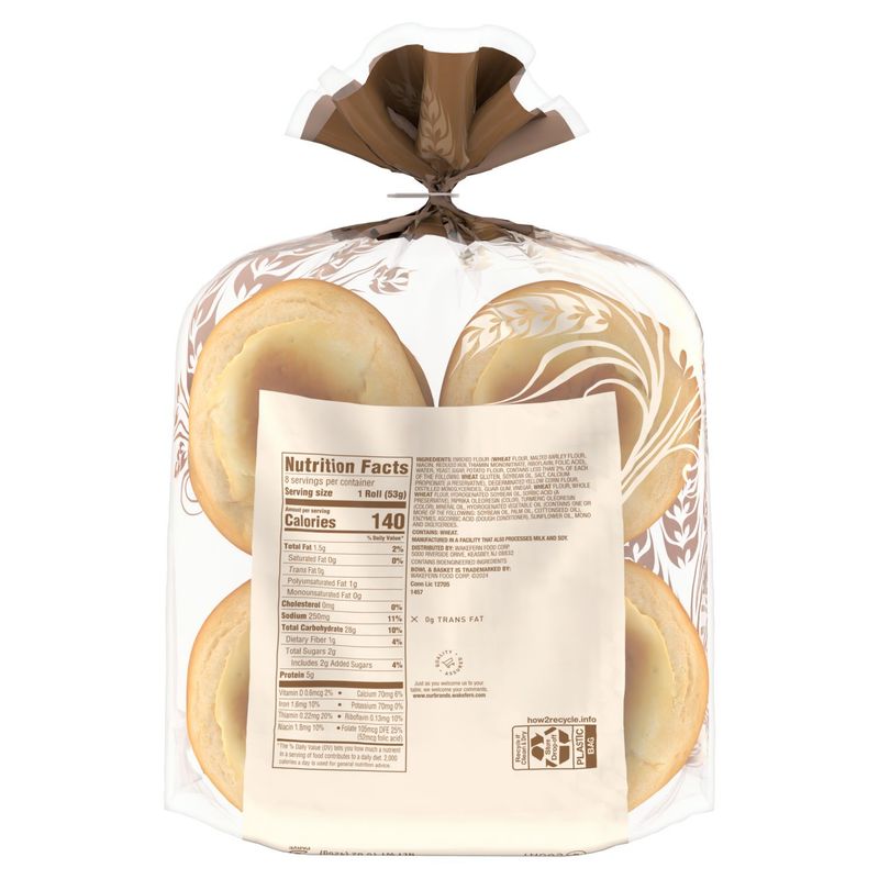 Bowl &amp; Basket Enriched Sliced Potato Hamburger Rolls, 8 count, 15 oz