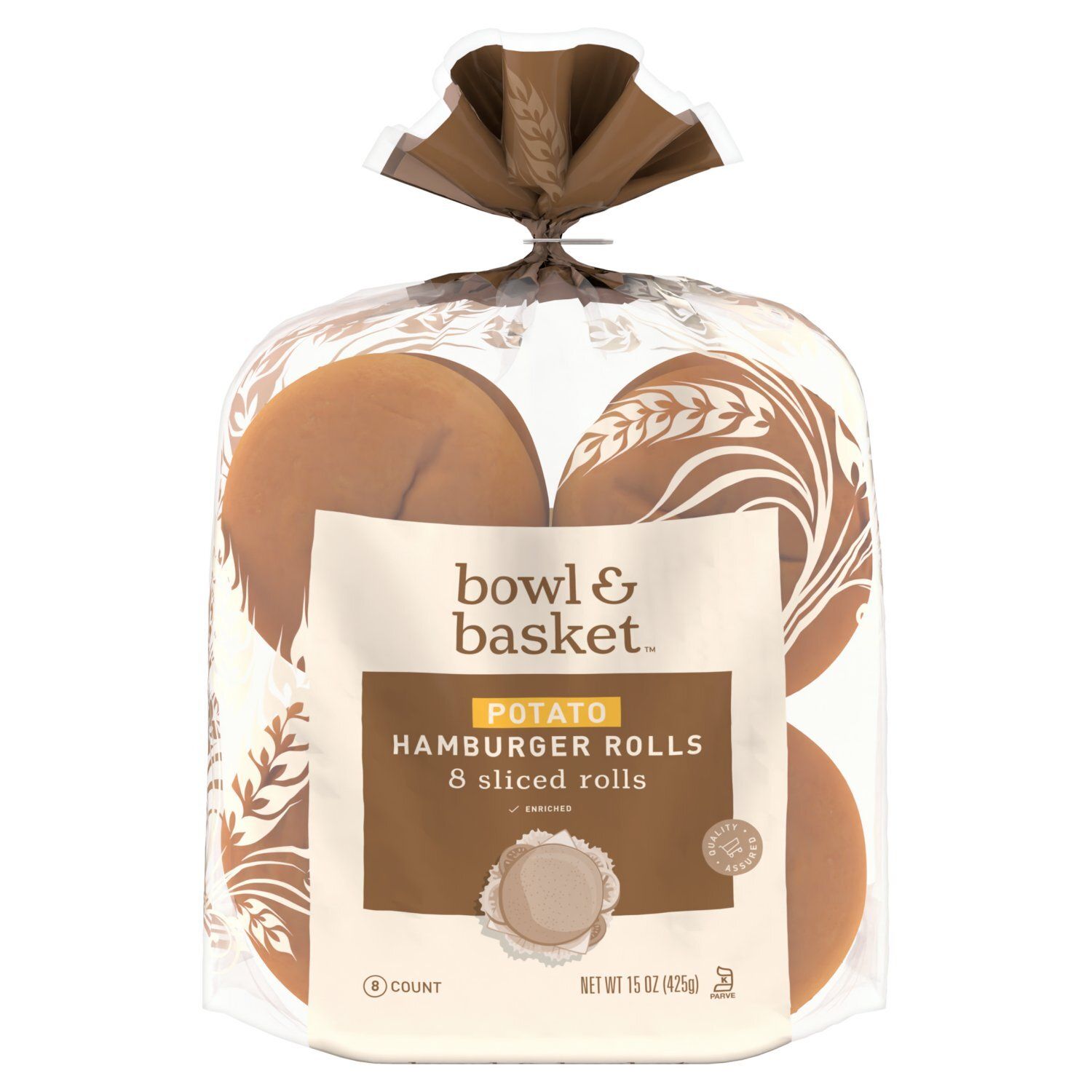 Bowl &amp; Basket Enriched Sliced Potato Hamburger Rolls, 8 count, 15 oz