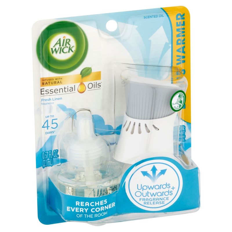 Air Wick Essential Oils Fresh Linen Fragrance Scented Oil Warmer + Refill, 0.67 fl oz