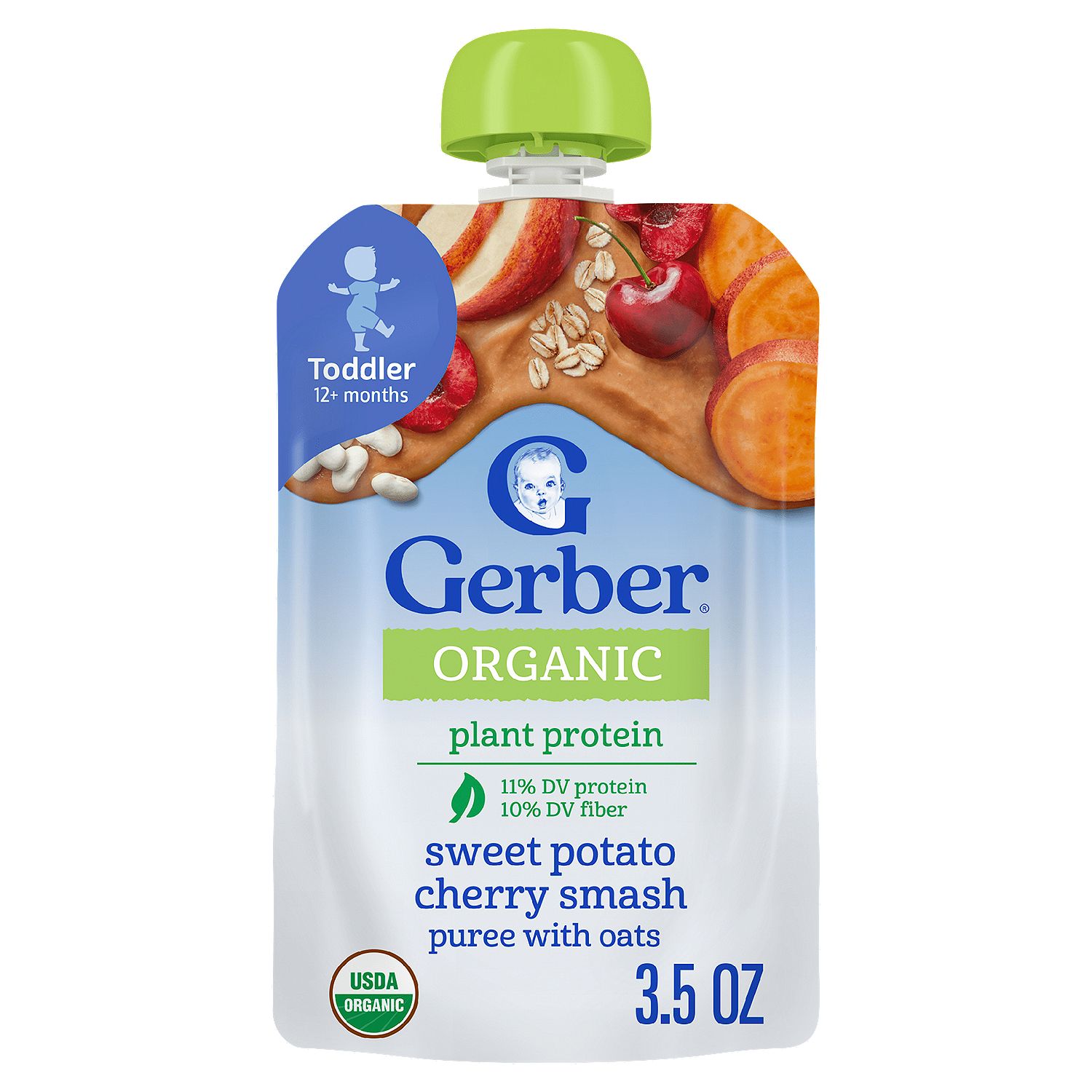 Gerber Organic Sweet Potato Cherry Smash Baby Food, Toddler 12+ months, 3.5 oz