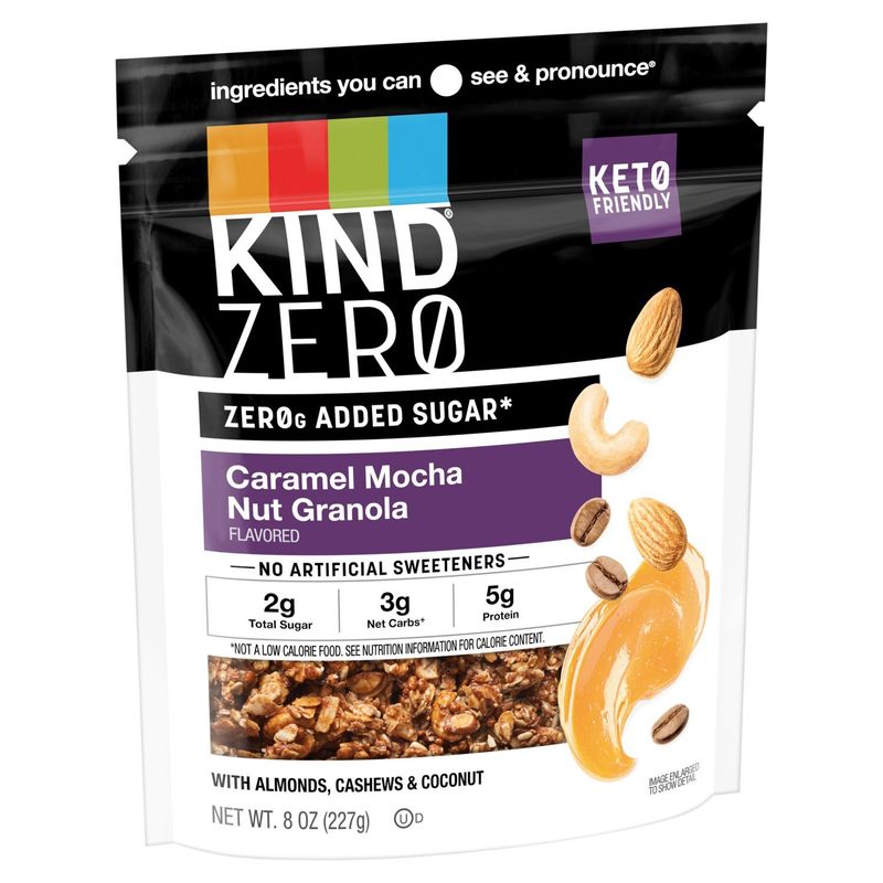 Kind Zero Caramel Mocha Nut Granola Flavored with Almonds, Cashews &amp; Coconut, 8 oz