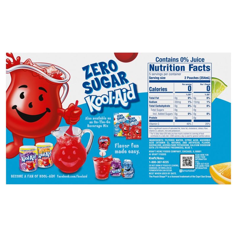 Kool-Aid Jammers Zero Sugar Tropical Punch Drink, 6 fl oz, 10 count