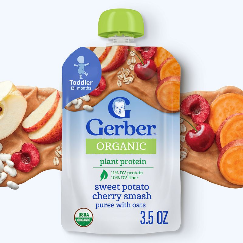 Gerber Organic Sweet Potato Cherry Smash Baby Food, Toddler 12+ months, 3.5 oz