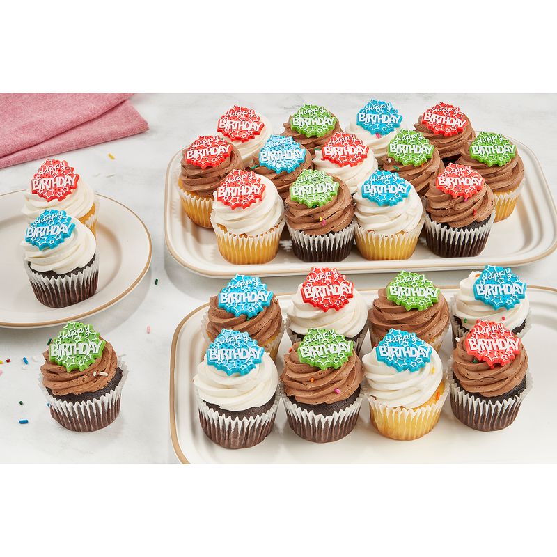 24 Pack Yellow and Chocolate Cupcakes with Picks