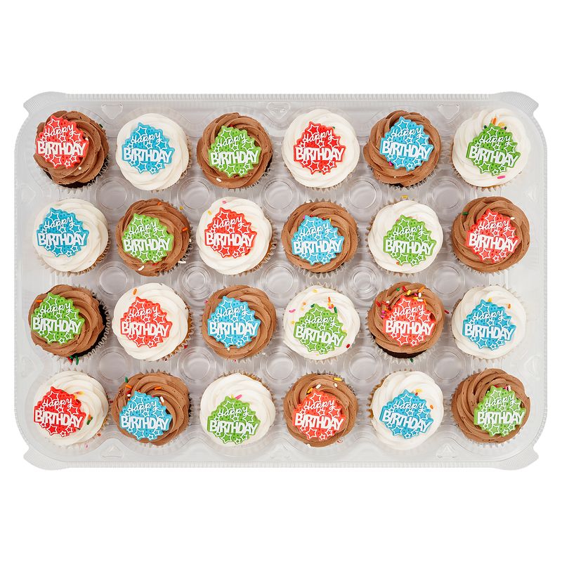 24 Pack Yellow and Chocolate Cupcakes with Picks
