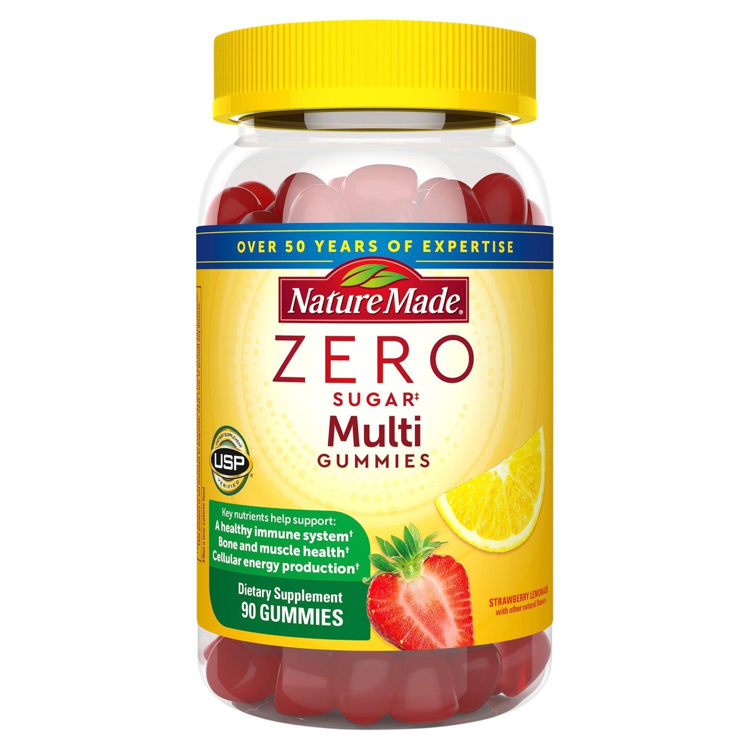 Nature Made Strawberry Lemonade Zero Sugar Multi Dietary Supplement, 90 count