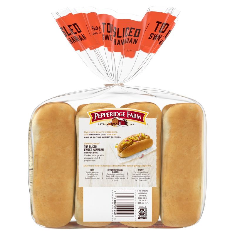 Pepperidge Farm Bakery Classics Top Sliced Sweet Hawaiian Hot Dog Buns, 8 count, 14 oz