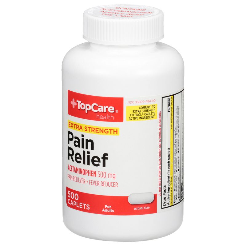 TopCare Acetaminophen Extra Strength 500mg Caplets, 500 each