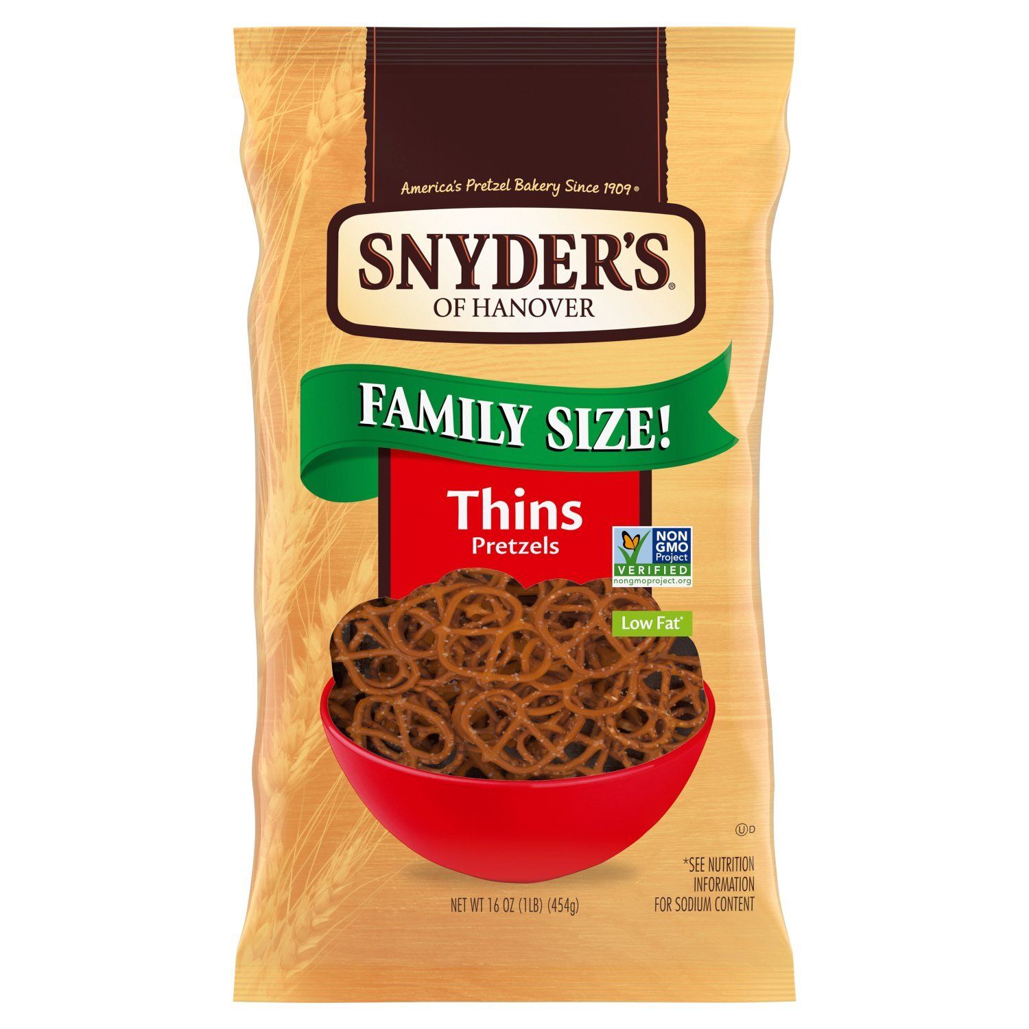 Snyder's of Hanover Low Fat Thins Pretzels Family Size!, 16 oz