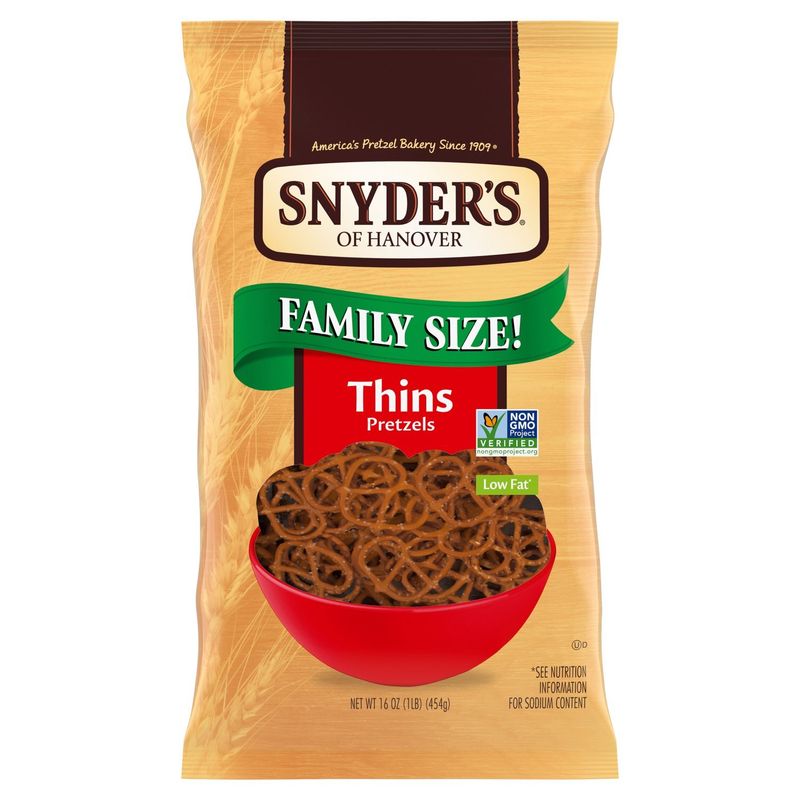 Snyder's of Hanover Low Fat Thins Pretzels Family Size!, 16 oz