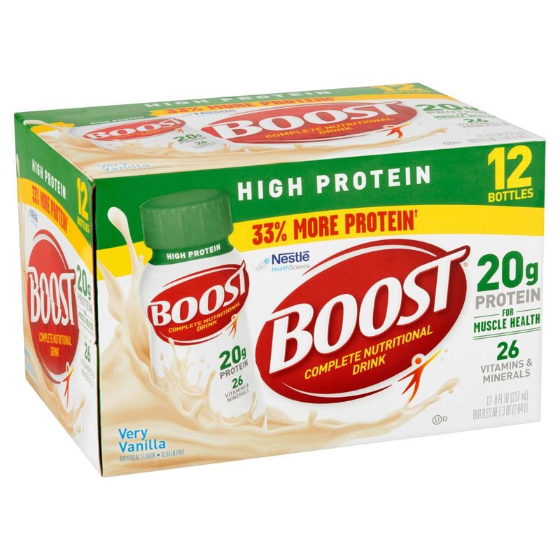 Nestlé Boost High Protein Very Vanilla Complete Nutritional Drink, 8 fl oz, 12 count
