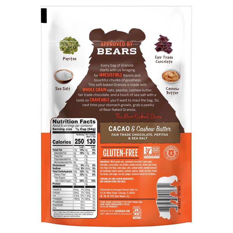 Bear Naked Cacao &amp; Cashew Butter Granola, 11 oz
