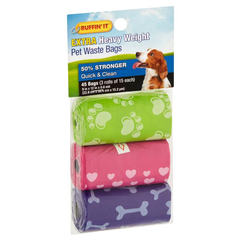 Ruffin' It Extra Heavy Weight Pet Waste Bags, 45 count