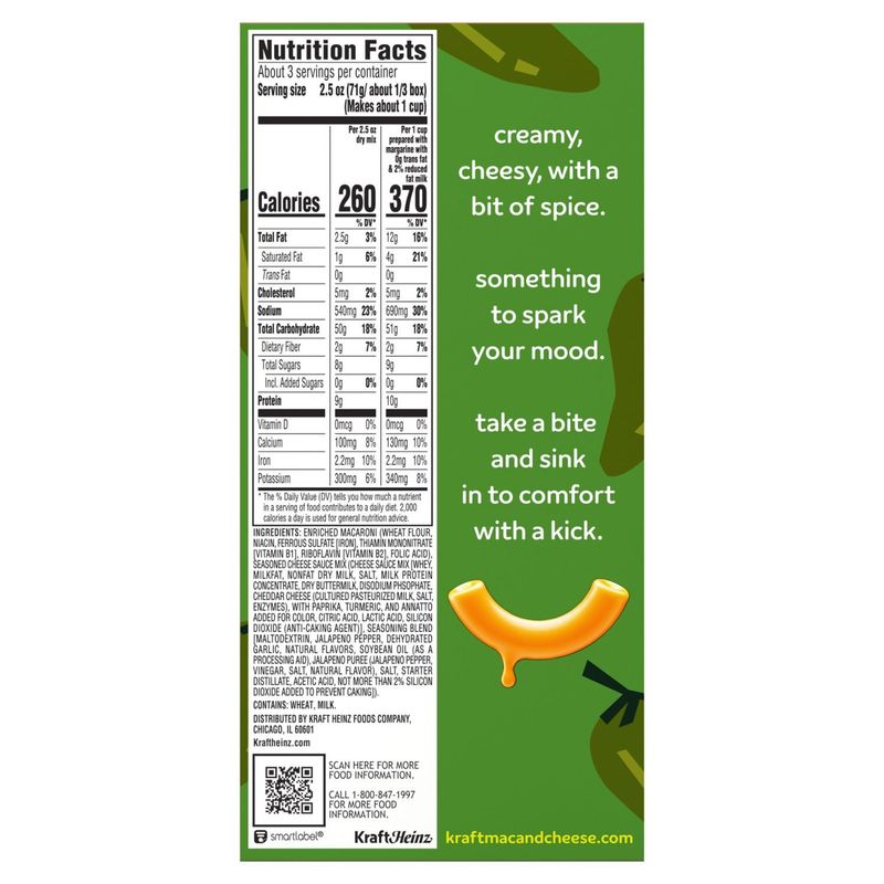 Kraft Jalapeño Macaroni &amp; Cheese Sauce Mix with Seasoning, 7.25 oz