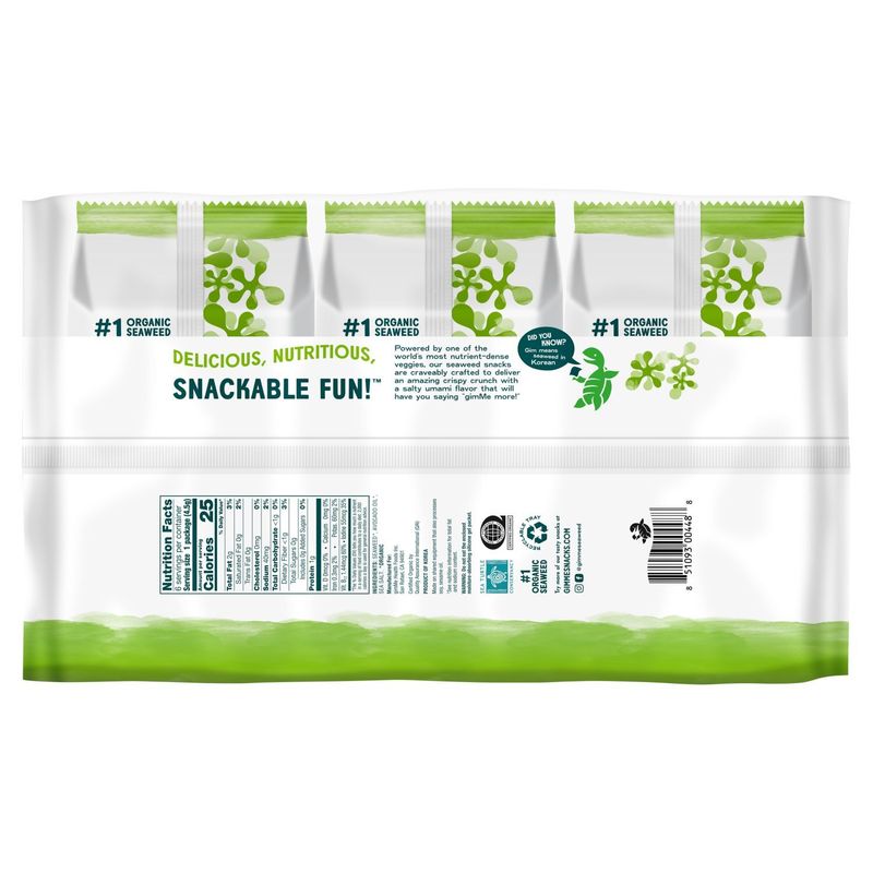Gimme Sea Salt &amp; Avocado Oil Roasted Seaweed Snacks Value Pack, 0.16 oz, 6 count