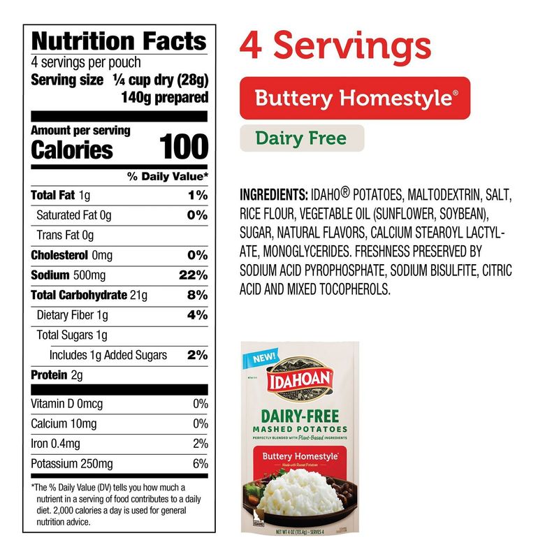 Idahoan Buttery Homestyle Dairy-Free Mashed Potatoes, 4 oz
