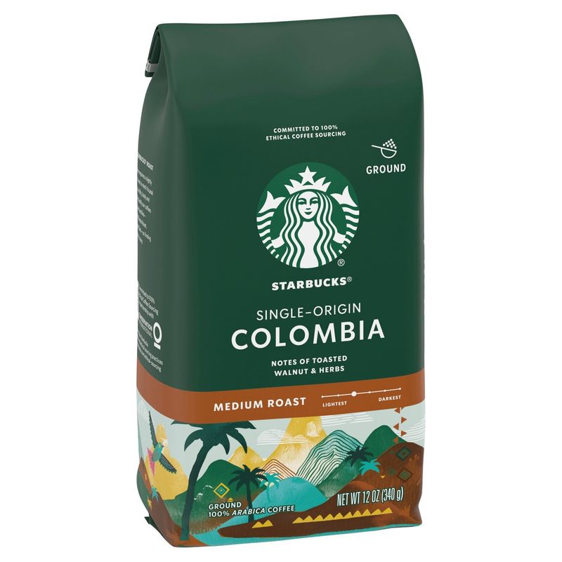 Starbucks Single-Origin Colombia Medium Roast Ground Coffee, 12 oz