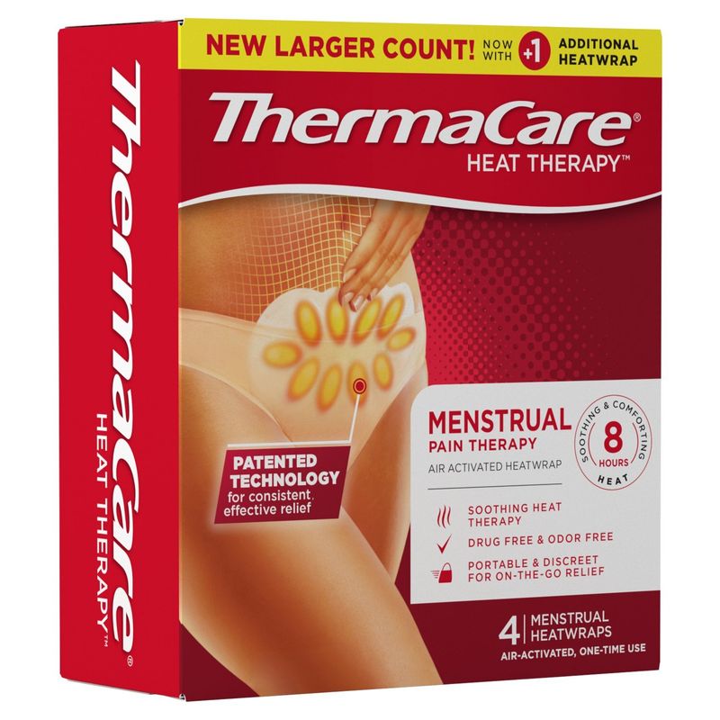 ThermaCare Heat Therapy Menstrual Pain Therapy Air Activated Heatwrap, 4 count