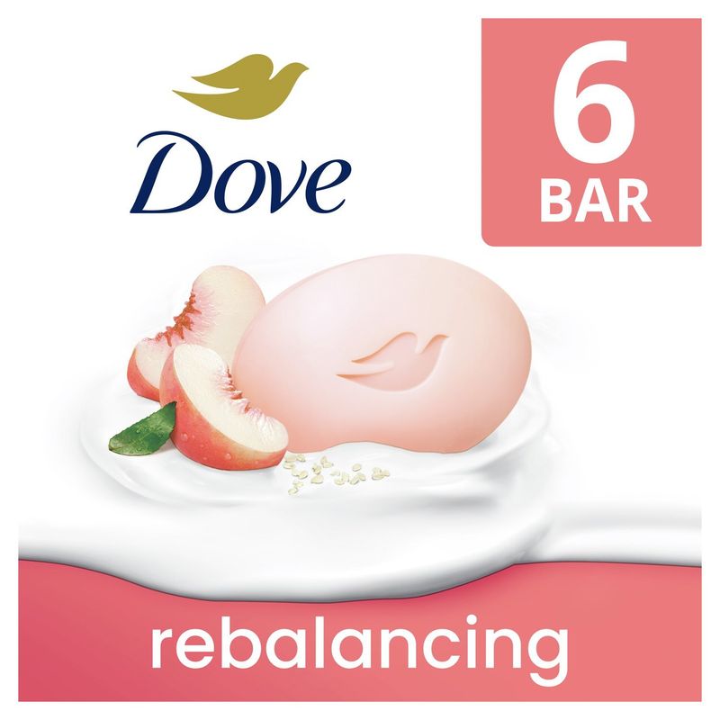 Dove Rebalancing Beauty Bar with White Peach &amp; Rice Milk, 3.75 oz, 6 count
