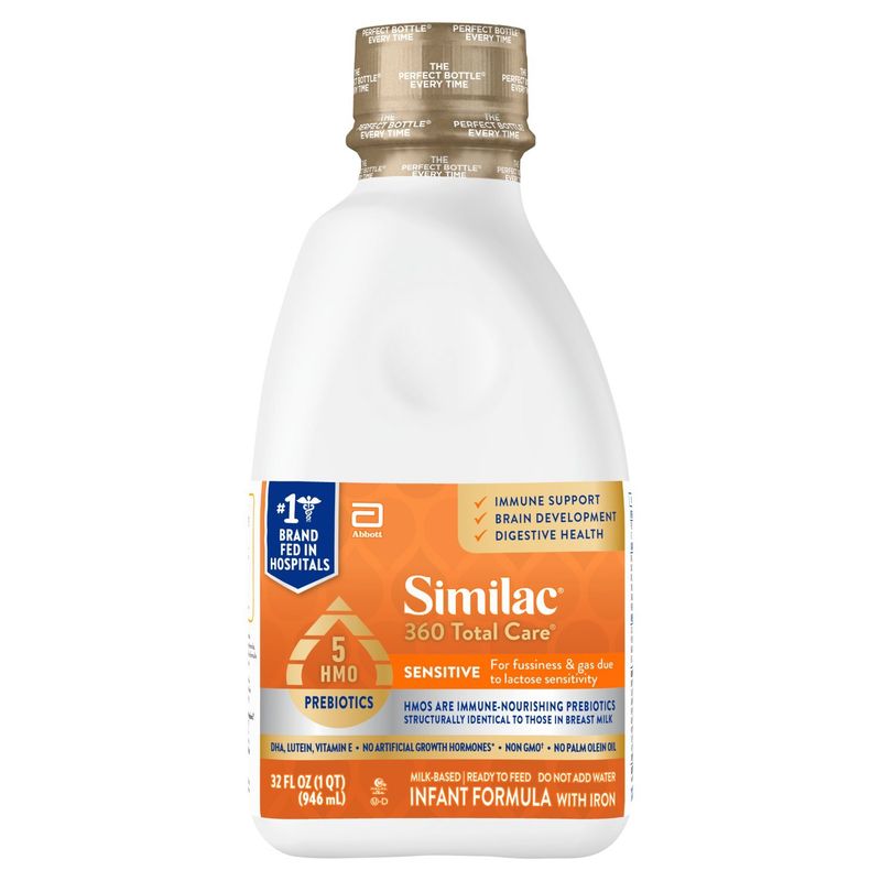 Similac 360 Total Care Sensitive Milk-Based Infant Formula with Iron, 32 fl oz