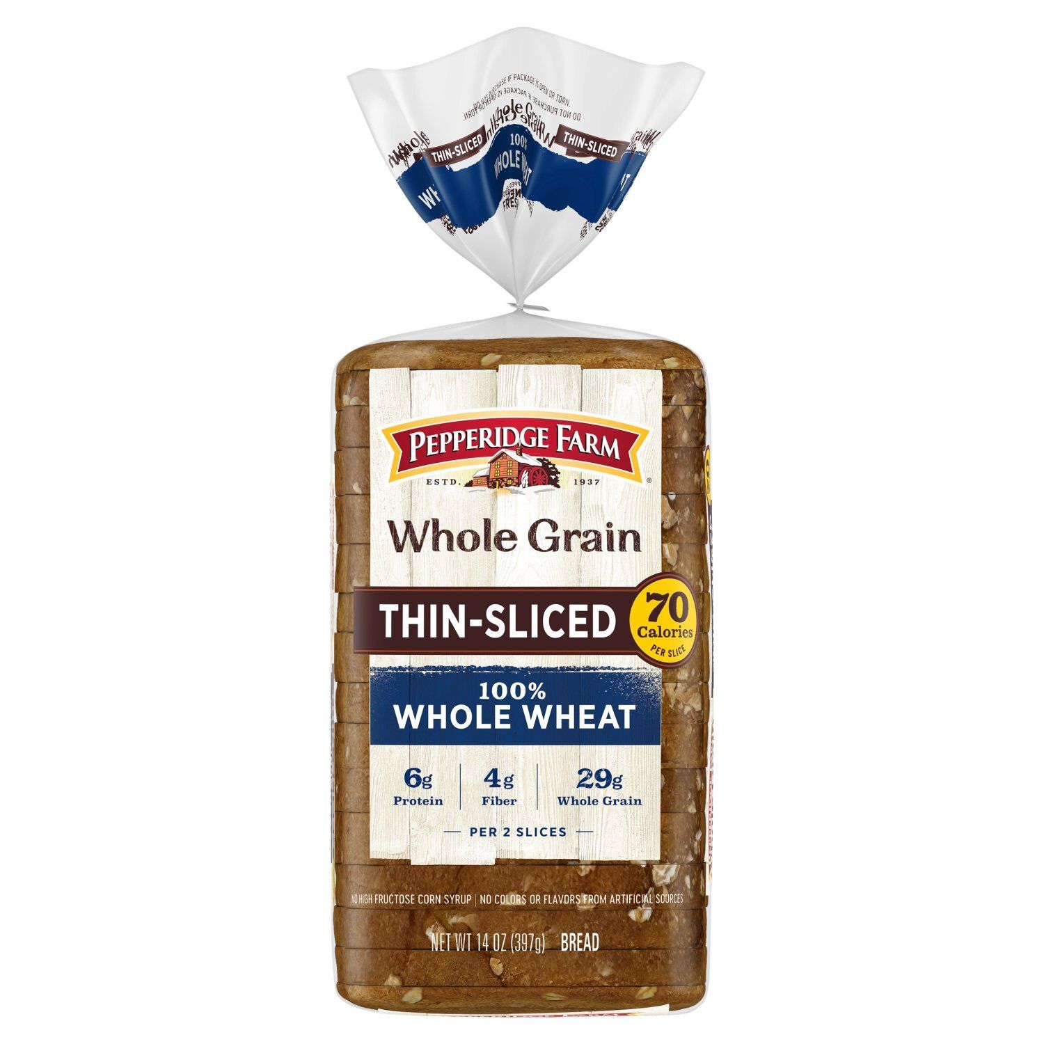 Pepperidge Farm Whole Grain Thin-Sliced 100% Whole Wheat Bread, 14 oz