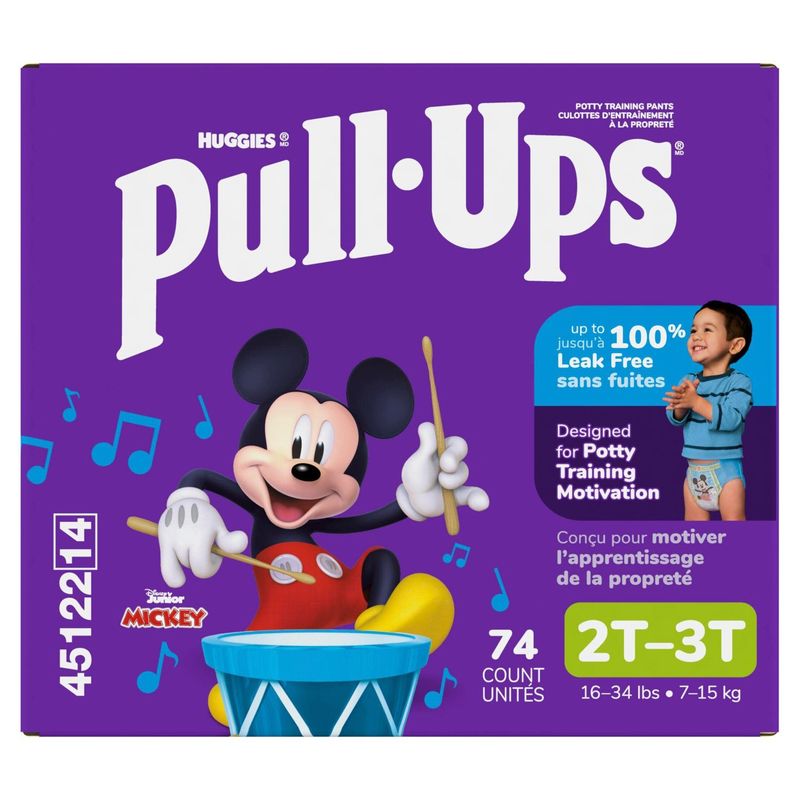 Huggies Pull-Ups Disney Junior Mickey Potty Training Pants, Size 2T-3T, 16-34 lbs, 74 count