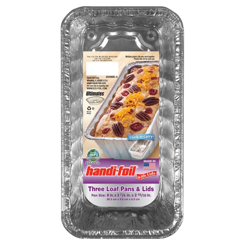 Handi Foil Eco-Foil Loaf Pan with Lid, 3 Count