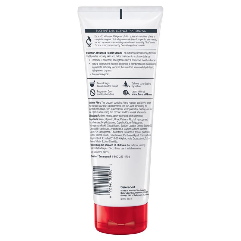 Eucerin Very Dry Skin Advanced Repair Cream, 8 oz