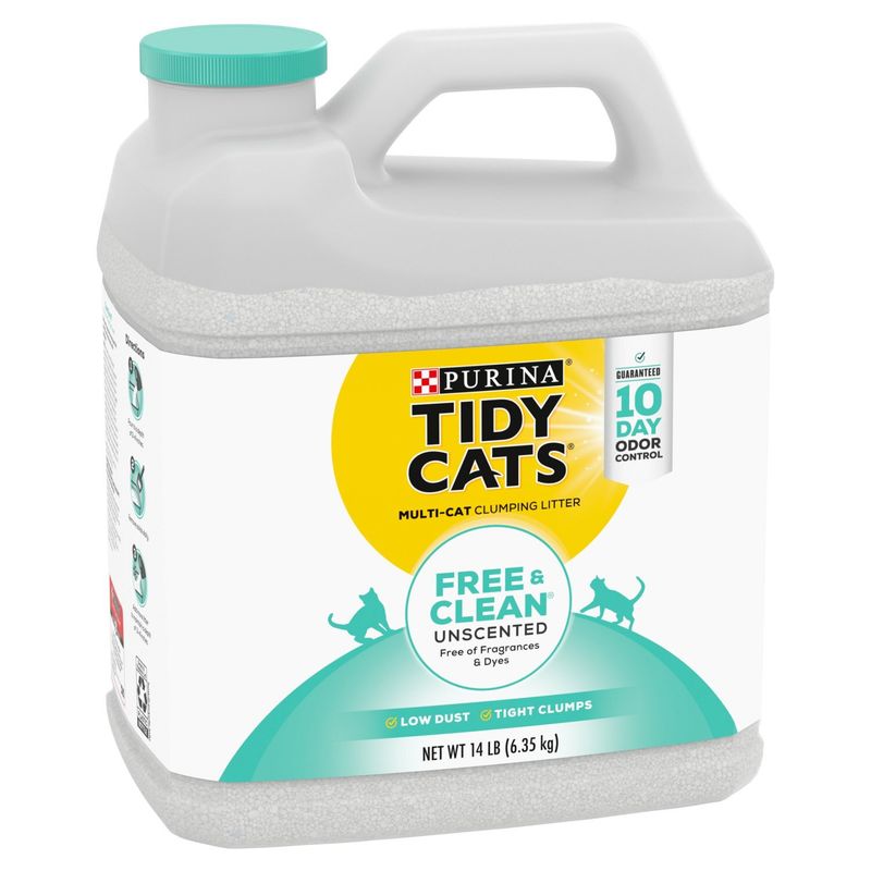 Purina Tidy Cats Free &amp; Clean Unscented Multi-Cat Clumping Litter, 14 lb