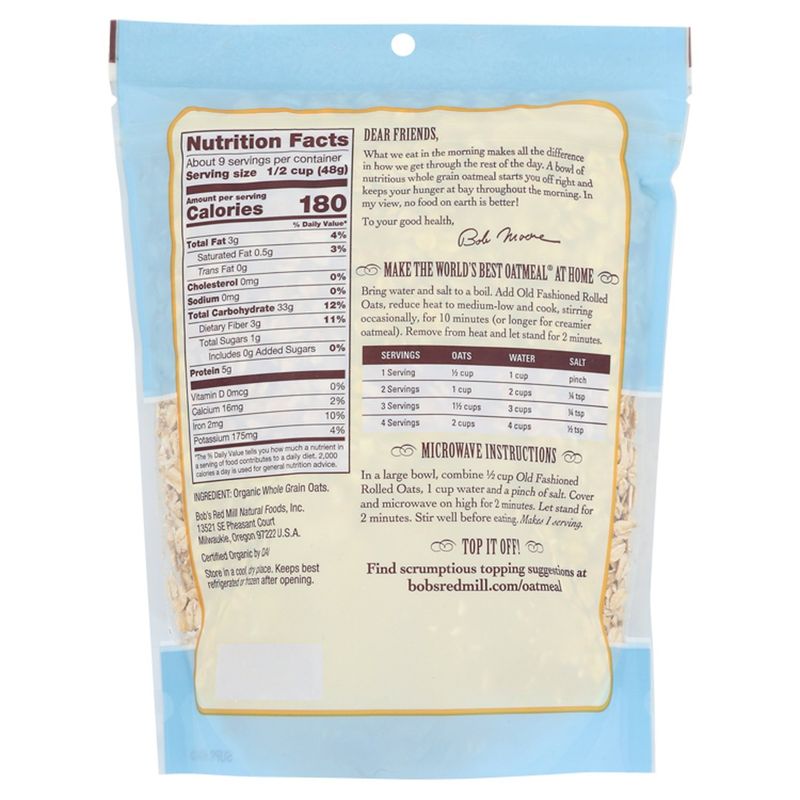 Bob's Red Mill Organic Old Fashioned Rolled Oats, 16 oz