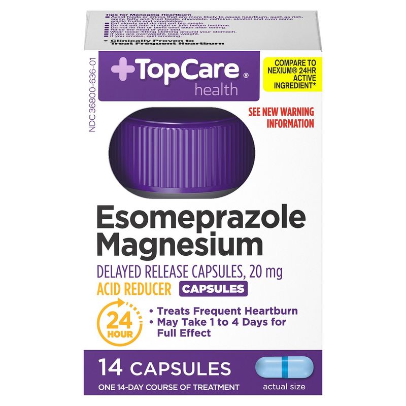 TopCare Health Esomeprazole Magnesium Delayed Release Acid Reducer Capsules, 20mg, 14 count