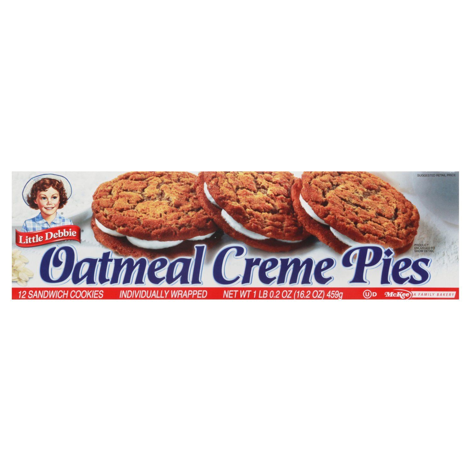 McKee Little Debbie Oatmeal Creme Pies Sandwich Cookies, 12 count, 1 lb 0.2 oz