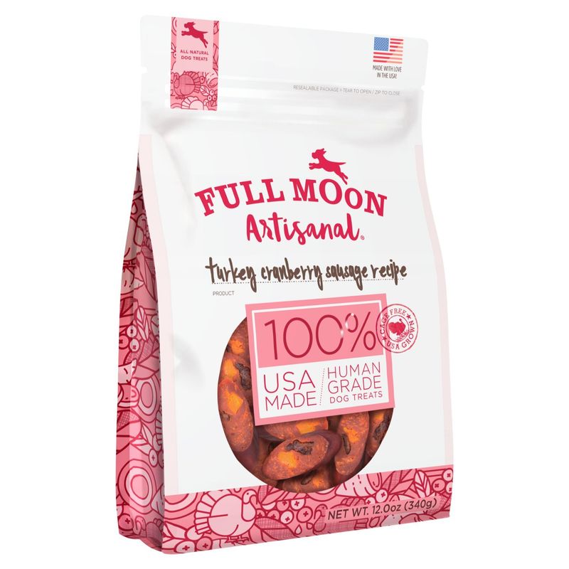 Full Moon Artisanal Turkey Cranberry Sausage Recipe All Natural Dog Treats, 12.0 oz