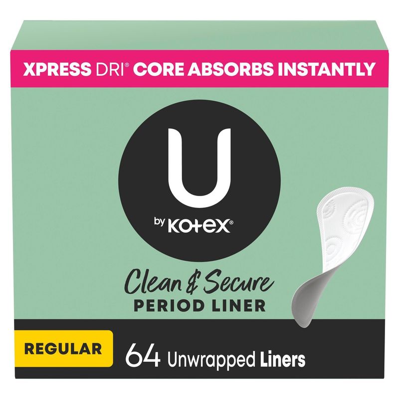 U by Kotex Clean &amp; Secure Regular Period Liner, 64 count