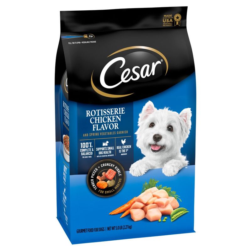CESAR Small Breed Dry Dog Food Rotisserie Chicken Flavor with Spring Vegetables Garnish, 5 lb. Bag