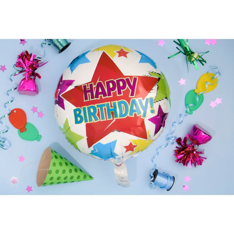 White "Happy Birthday" Star Balloon, 1 count
