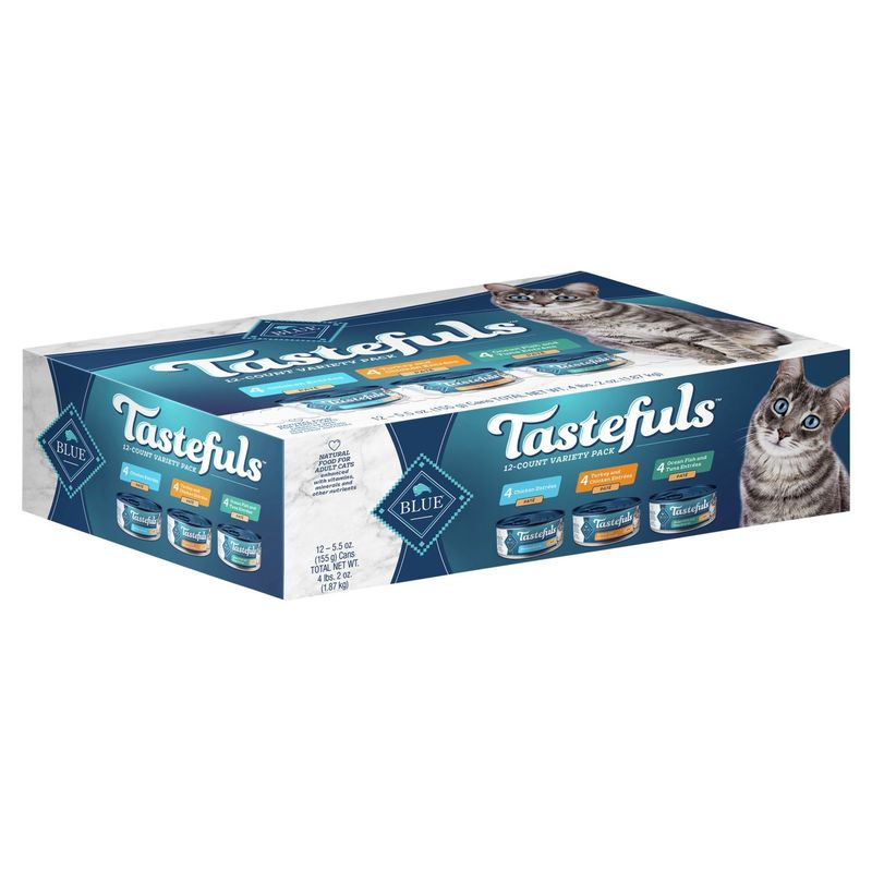 BLUE Tastefuls Natural Food for Adult Cats Variety Pack, 5.5 oz, 12 count