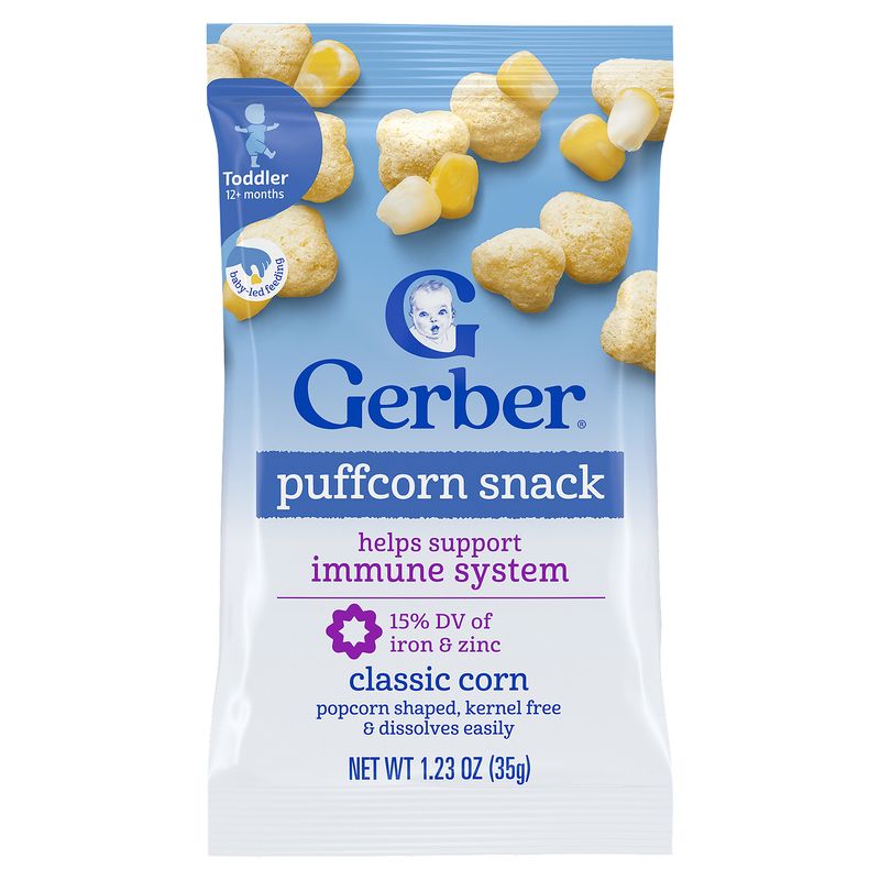 Gerber Classic Corn Puffcorn Snack Baby Food, Toddler 12+ months, 1.23 oz